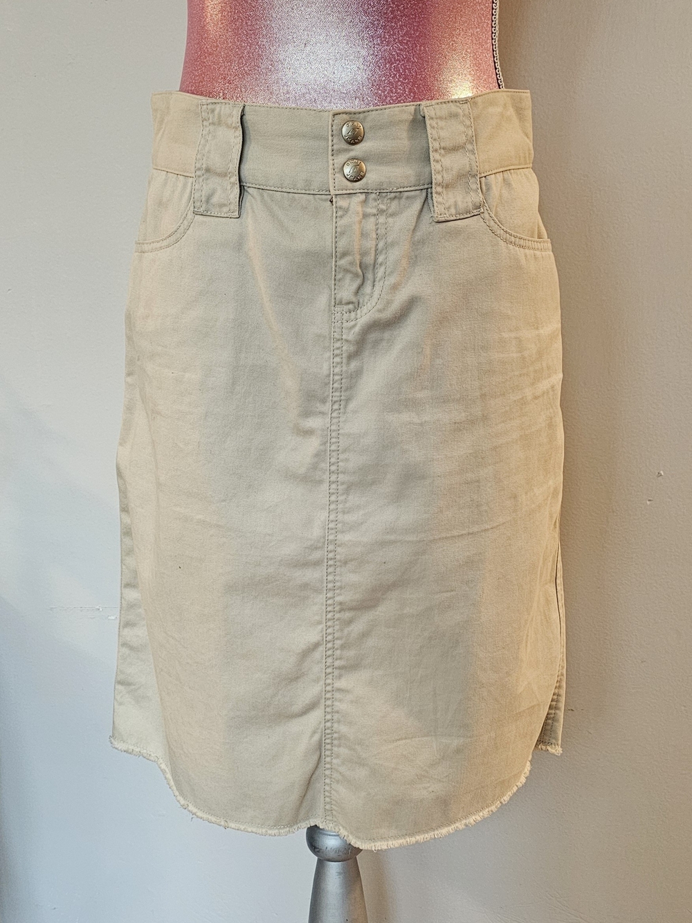 Dkny Beige Midi Denim Skirt